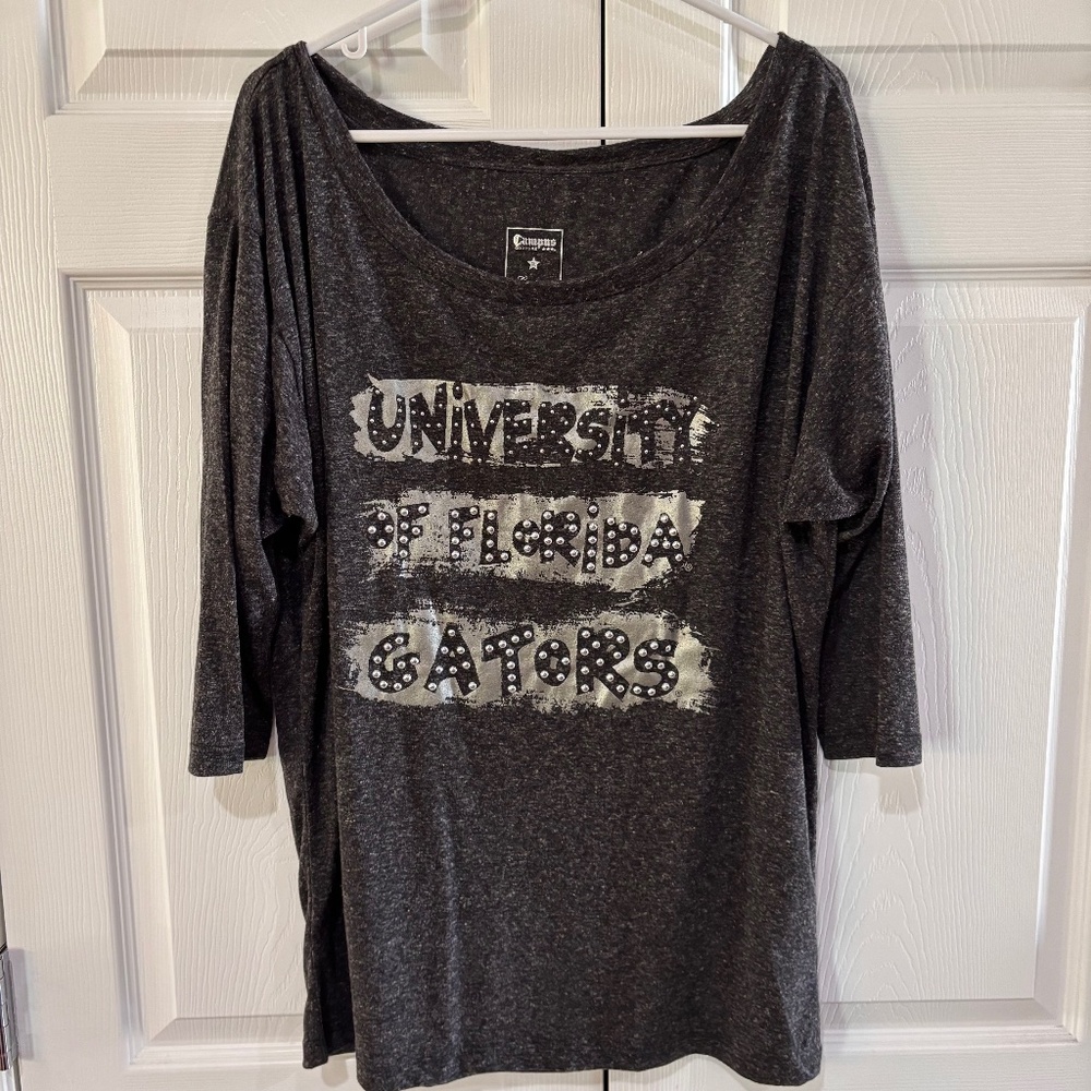 Campus Couture University of Florida UF Gators Bedazzled 3/4 Sleeve Shirt SizeXL